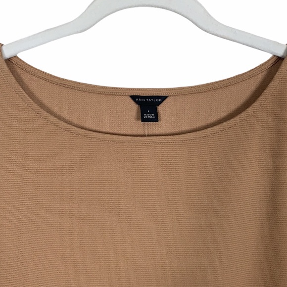 Ann Taylor Puffy Sleeve Ponte Knit Ribbed Top - Picture 3 of 8